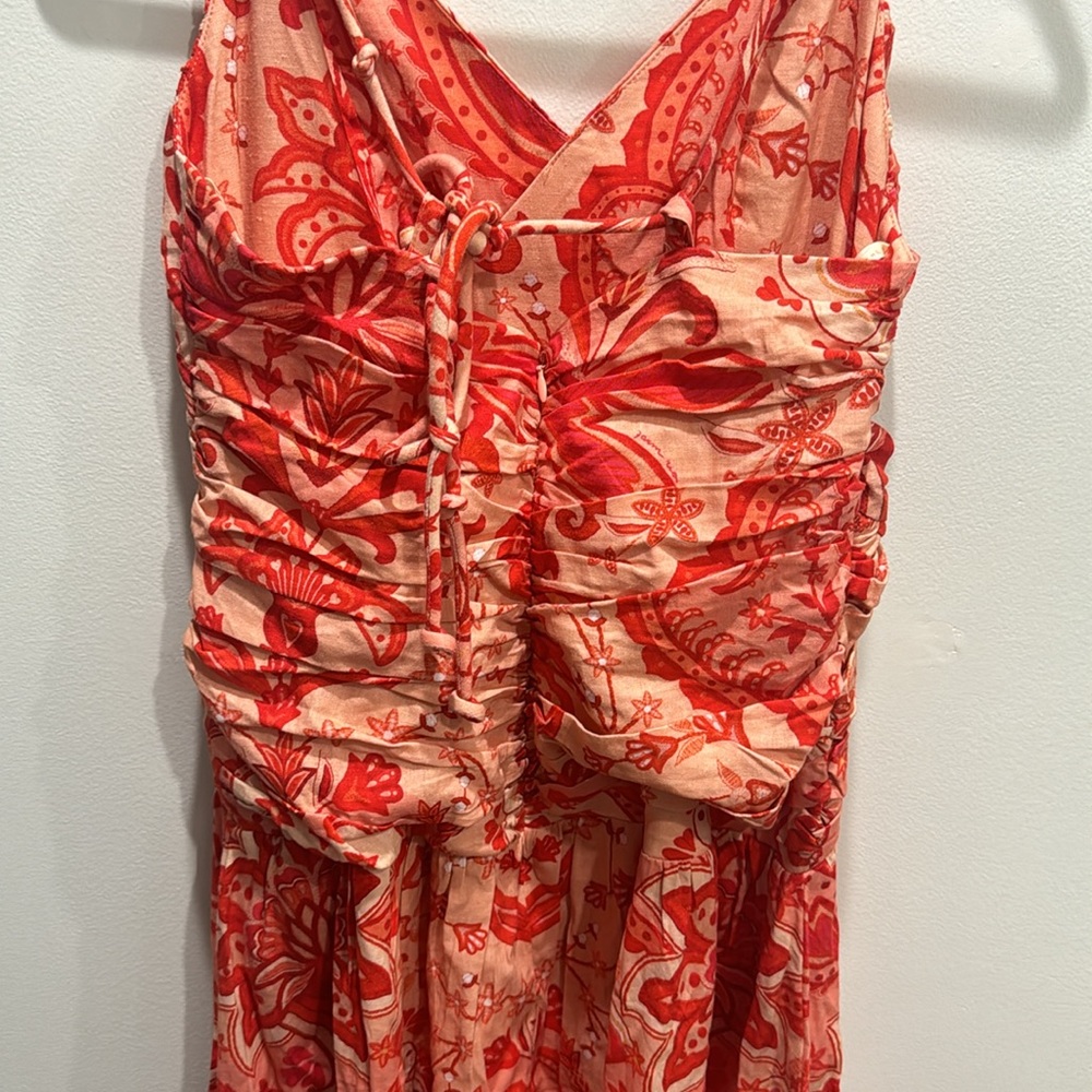 NWT Farm Rio Jaipur Crossover Linen Blend red vacation resort Maxi dress Medium - Picture 8 of 9